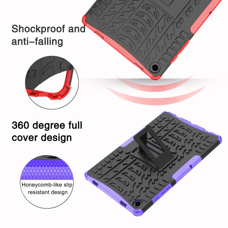 For Samsung Galaxy Tab A9+ / Tab A11+ Tire Texture TPU + PC Tablet Case with Holder(Purple) by bashfashion