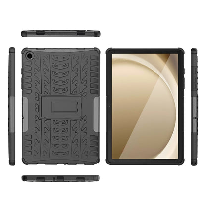 For Samsung Galaxy Tab A9+ / Tab A11+ Tire Texture TPU + PC Tablet Case with Holder(Black) by bashfashion