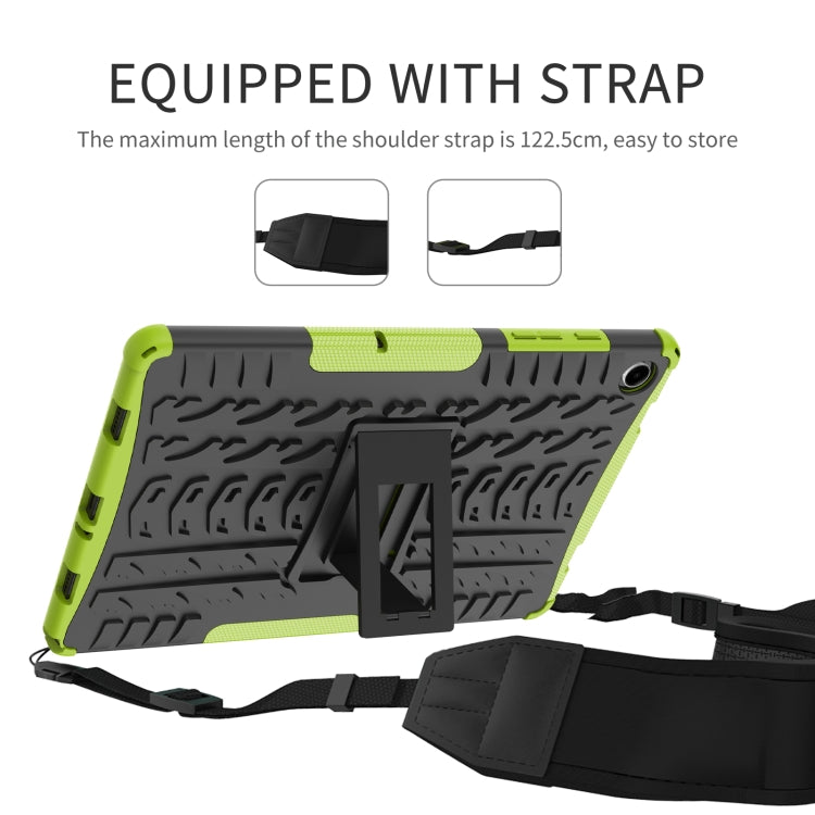 For Samsung Galaxy Tab A9+ / Tab A11+ Tire Texture TPU + PC Tablet Case with Holder(Green) by bashfashion