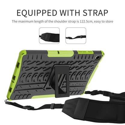 For Samsung Galaxy Tab A9+ / Tab A11+ Tire Texture TPU + PC Tablet Case with Holder(Green) by bashfashion