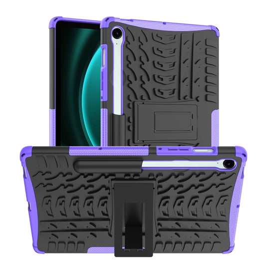 For Samsung Galaxy Tab S9 FE / S10 FE Tire Texture TPU + PC Tablet Case with Holder(Purple) by bashfashion