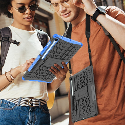 For Samsung Galaxy Tab S9 FE / S10 FE Tire Texture TPU + PC Tablet Case with Holder(Black) by bashfashion