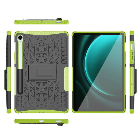 For Samsung Galaxy Tab S9 FE / S10 FE Tire Texture TPU + PC Tablet Case with Holder(Green) by bashfashion