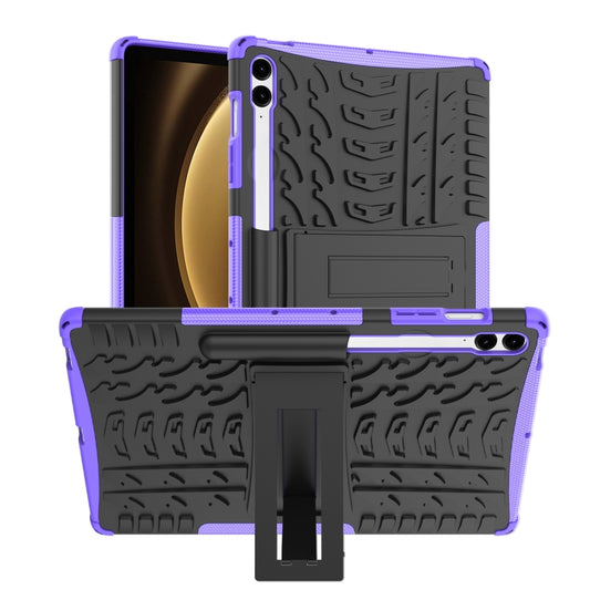 For Samsung Galaxy Tab S9 FE+ Tire Texture TPU + PC Tablet Case with Holder(Purple) by bashfashion