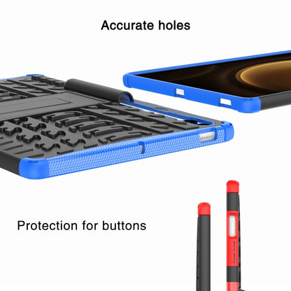 For Samsung Galaxy Tab S9 FE+ Tire Texture TPU + PC Tablet Case with Holder(Black) by bashfashion