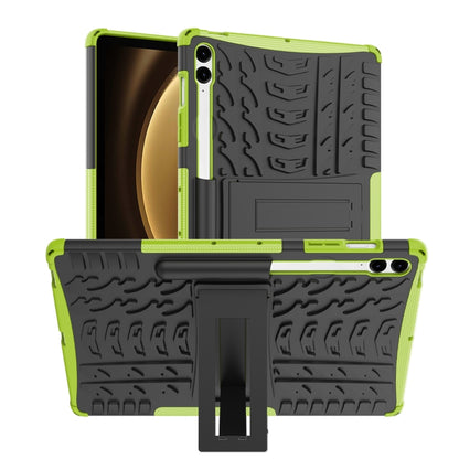 For Samsung Galaxy Tab S9 FE+ Tire Texture TPU + PC Tablet Case with Holder(Green) by bashfashion