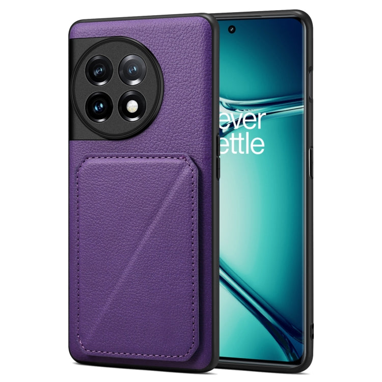 For OnePlus Ace 2 Pro 5G Denior Imitation Calf Leather Back Phone Case with Holder(Purple) by Denior