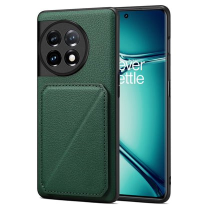 For OnePlus Ace 2 Pro 5G Denior Imitation Calf Leather Back Phone Case with Holder(Green) by Denior