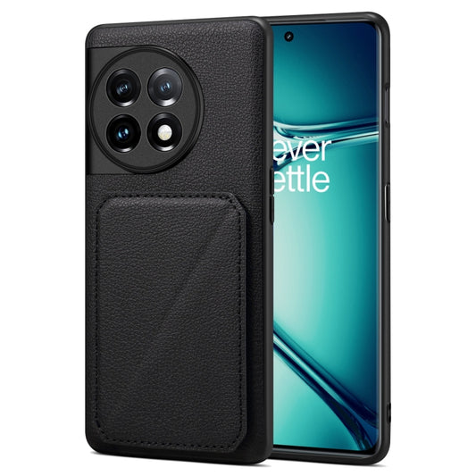 For OnePlus Ace 2 Pro 5G Denior Imitation Calf Leather Back Phone Case with Holder(Black) by Denior