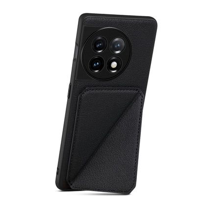 For OnePlus Ace 2 Pro 5G Denior Imitation Calf Leather Back Phone Case with Holder(Black) by Denior