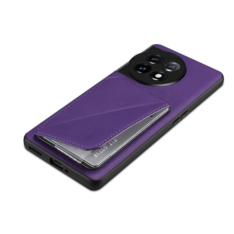 For OnePlus 11 5G Denior Imitation Calf Leather Back Phone Case with Holder(Purple) by Denior