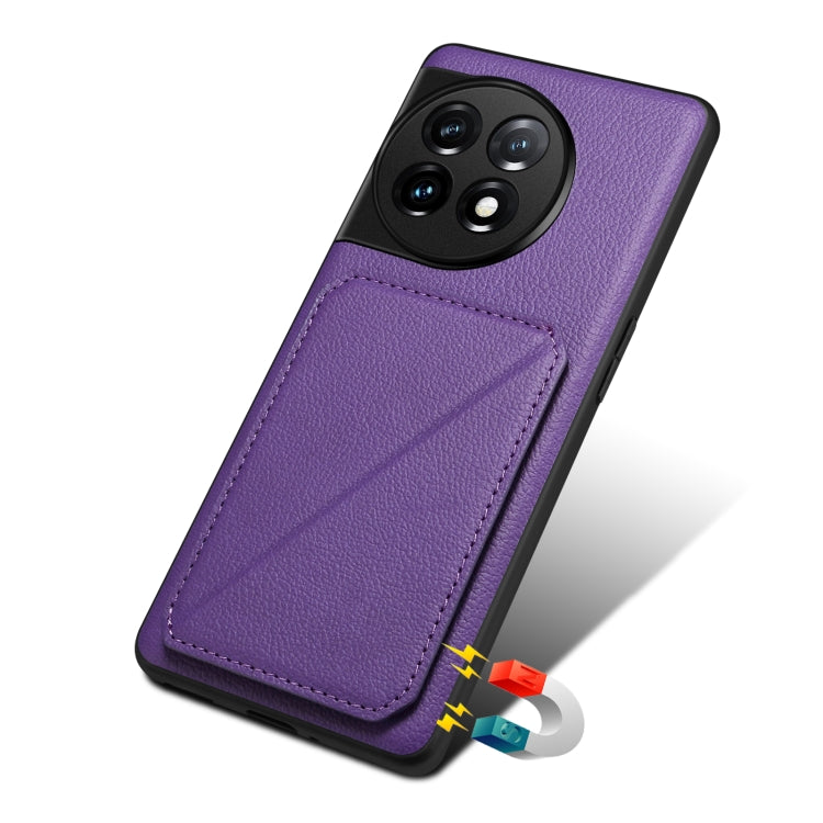 For OnePlus Nord CE 3 5G / OPPO K11 Denior Imitation Calf Leather Back Phone Case with Holder(Purple) by Denior