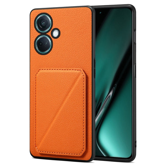 For OnePlus Nord CE 3 5G / OPPO K11 Denior Imitation Calf Leather Back Phone Case with Holder(Orange) by Denior