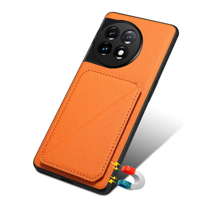 For OnePlus Nord CE 3 5G / OPPO K11 Denior Imitation Calf Leather Back Phone Case with Holder(Orange) by Denior