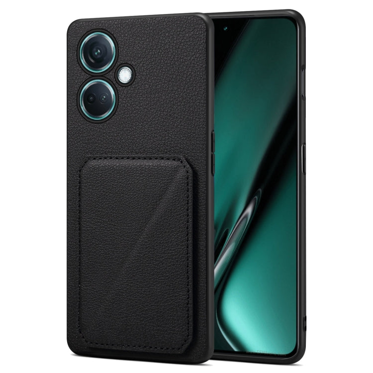 For OnePlus Nord CE 3 5G / OPPO K11 Denior Imitation Calf Leather Back Phone Case with Holder(Black) by Denior