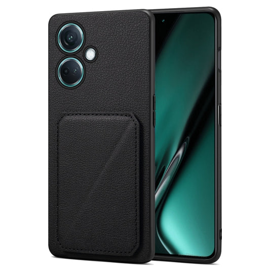 For OnePlus Nord CE 3 5G / OPPO K11 Denior Imitation Calf Leather Back Phone Case with Holder(Black) by Denior