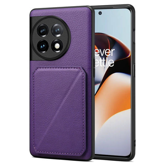For OnePlus Ace 2 / 11R 5G Denior Imitation Calf Leather Back Phone Case with Holder(Purple) by Denior