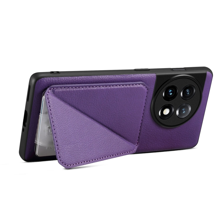 For OnePlus Ace 2 / 11R 5G Denior Imitation Calf Leather Back Phone Case with Holder(Purple) by Denior