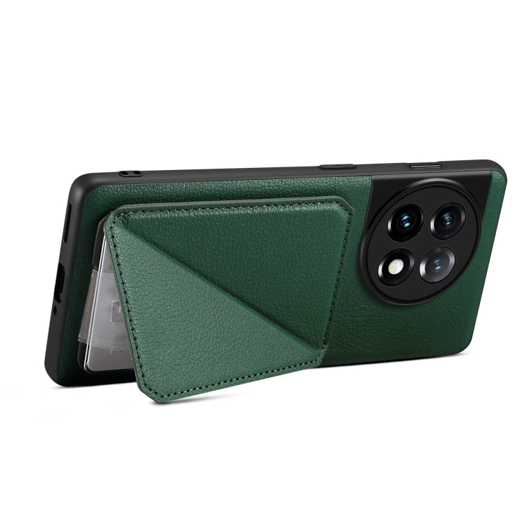 For OnePlus Ace 2 / 11R 5G Denior Imitation Calf Leather Back Phone Case with Holder(Green) by Denior