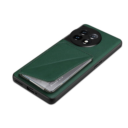 For OnePlus Ace 2 / 11R 5G Denior Imitation Calf Leather Back Phone Case with Holder(Green) by Denior