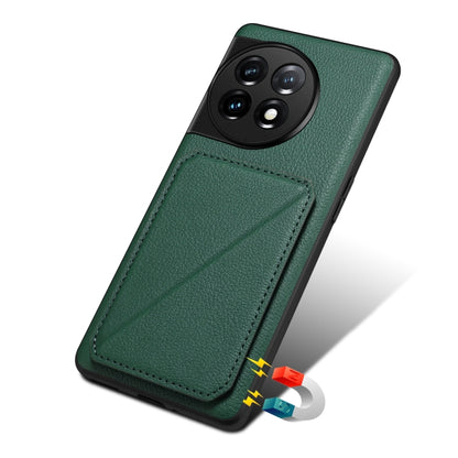 For OnePlus Ace 2 / 11R 5G Denior Imitation Calf Leather Back Phone Case with Holder(Green) by Denior