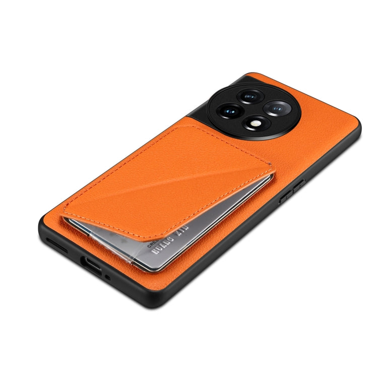 For OnePlus Ace 2 / 11R 5G Denior Imitation Calf Leather Back Phone Case with Holder(Orange) by Denior