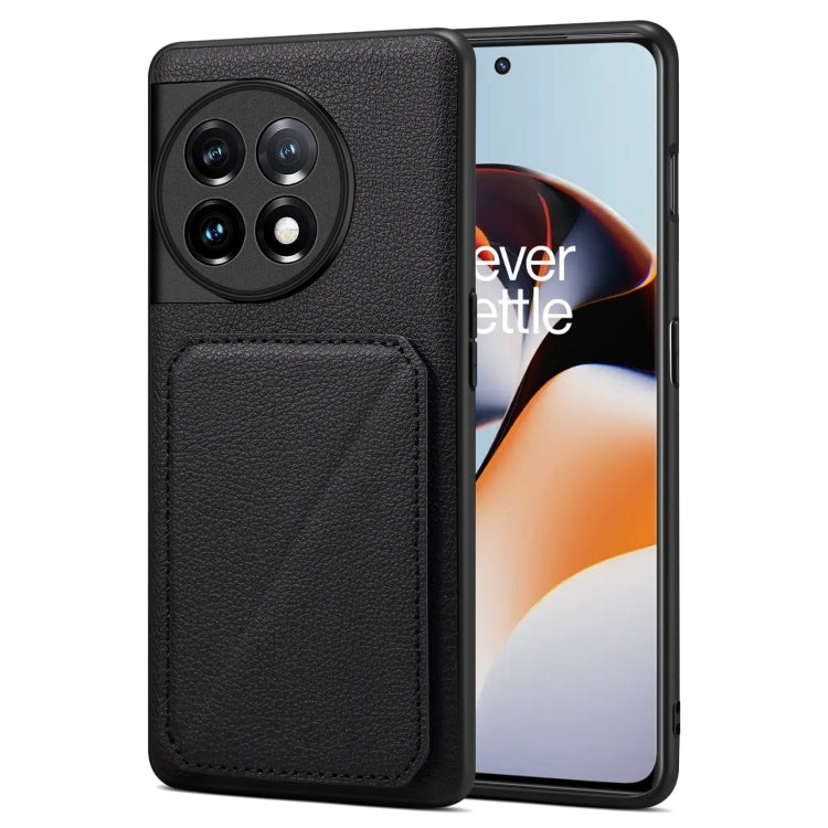 For OnePlus Ace 2 / 11R 5G Denior Imitation Calf Leather Back Phone Case with Holder(Black) by Denior