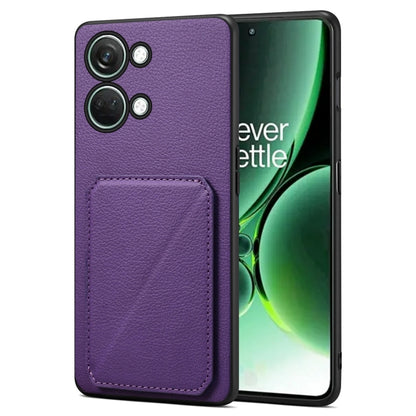 For OnePlus Ace 2 V / Nord 3 5G Denior Imitation Calf Leather Back Phone Case with Holder(Purple) by Denior
