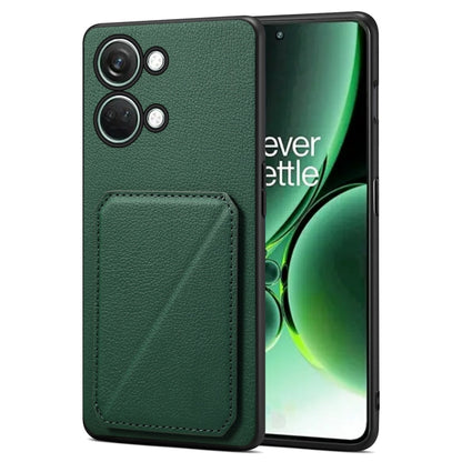 For OnePlus Ace 2 V / Nord 3 5G Denior Imitation Calf Leather Back Phone Case with Holder(Green) by Denior