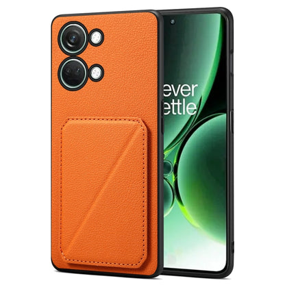For OnePlus Ace 2 V / Nord 3 5G Denior Imitation Calf Leather Back Phone Case with Holder(Orange) by Denior
