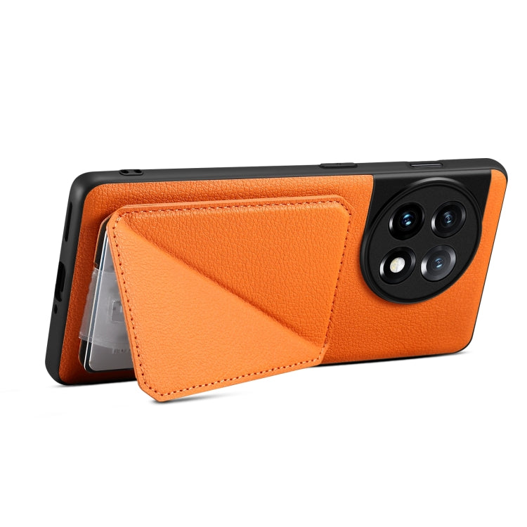 For OnePlus Ace 2 V / Nord 3 5G Denior Imitation Calf Leather Back Phone Case with Holder(Orange) by Denior