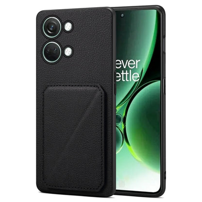 For OnePlus Ace 2 V / Nord 3 5G Denior Imitation Calf Leather Back Phone Case with Holder(Black) by Denior