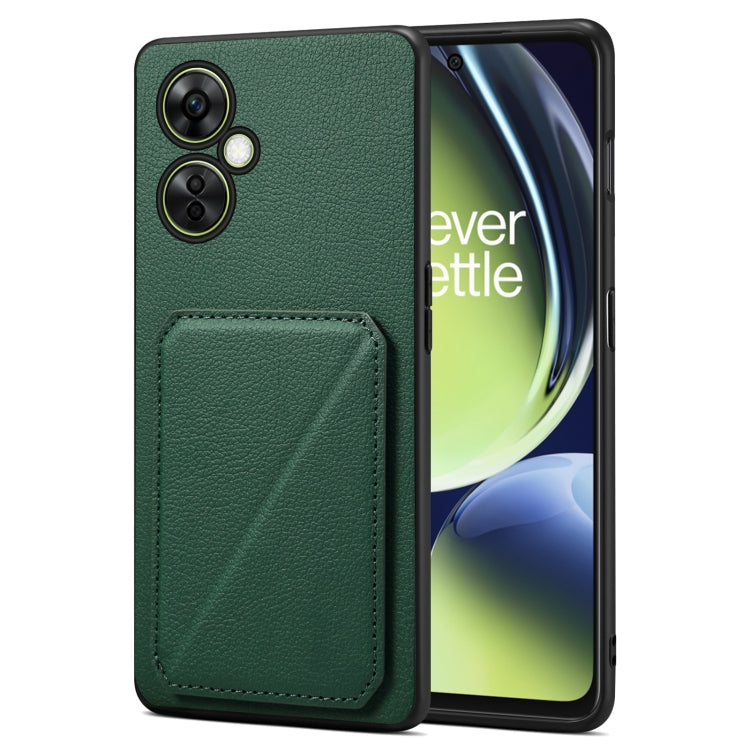 For OnePlus Nord CE 3 Lite / N30 Denior Imitation Calf Leather Back Phone Case with Holder(Green) by Denior