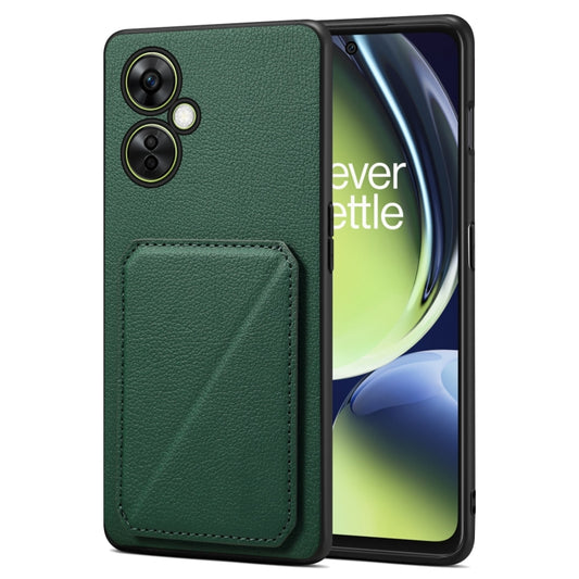 For OnePlus Nord CE 3 Lite / N30 Denior Imitation Calf Leather Back Phone Case with Holder(Green) by Denior