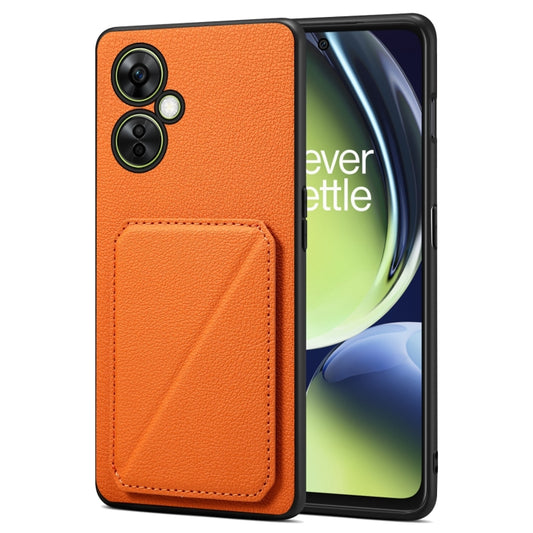 For OnePlus Nord CE 3 Lite / N30 Denior Imitation Calf Leather Back Phone Case with Holder(Orange) by Denior