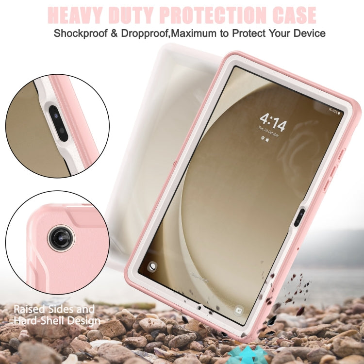 For Samsung Galaxy Tab A9+ / X210 Spider Wheel Silicone Hybrid PC Tablet Case(Cherry Blossoms Pink) by bashfashion