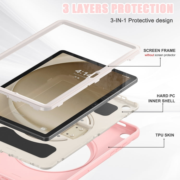 For Samsung Galaxy Tab A9+ / X210 Spider Wheel Silicone Hybrid PC Tablet Case(Cherry Blossoms Pink) by bashfashion