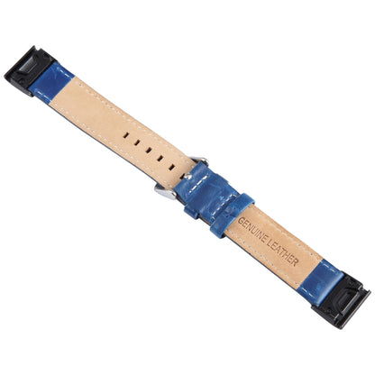 For Garmin Fenix 7 22mm Plain Weave Genuine Leather Watch Band(Dark Blue) by bashfashion