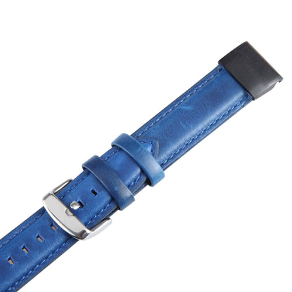 For Garmin Fenix 7S 20mm Plain Weave Genuine Leather Watch Band(Dark Blue) by bashfashion