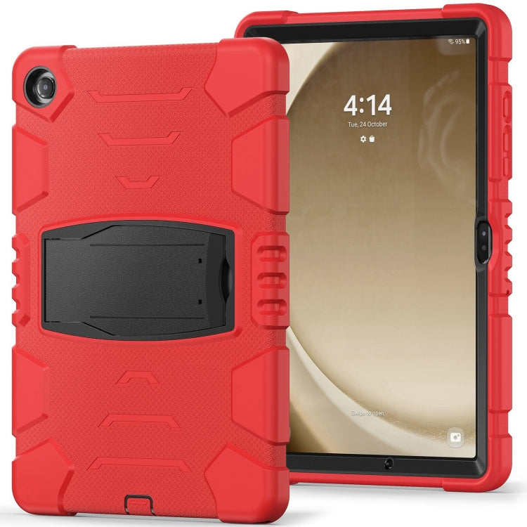 For Samsung Galaxy Tab A9+ / X210 PC Hybrid Silicone Tablet Case with Holder(Red) by bashfashion