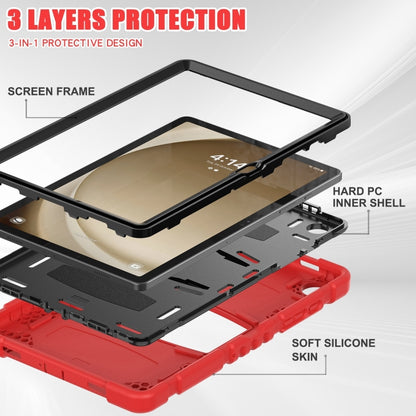 For Samsung Galaxy Tab A9+ / X210 PC Hybrid Silicone Tablet Case with Holder(Red) by bashfashion