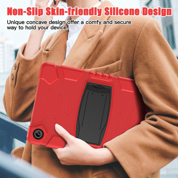 For Samsung Galaxy Tab A9+ / X210 PC Hybrid Silicone Tablet Case with Holder(Red) by bashfashion