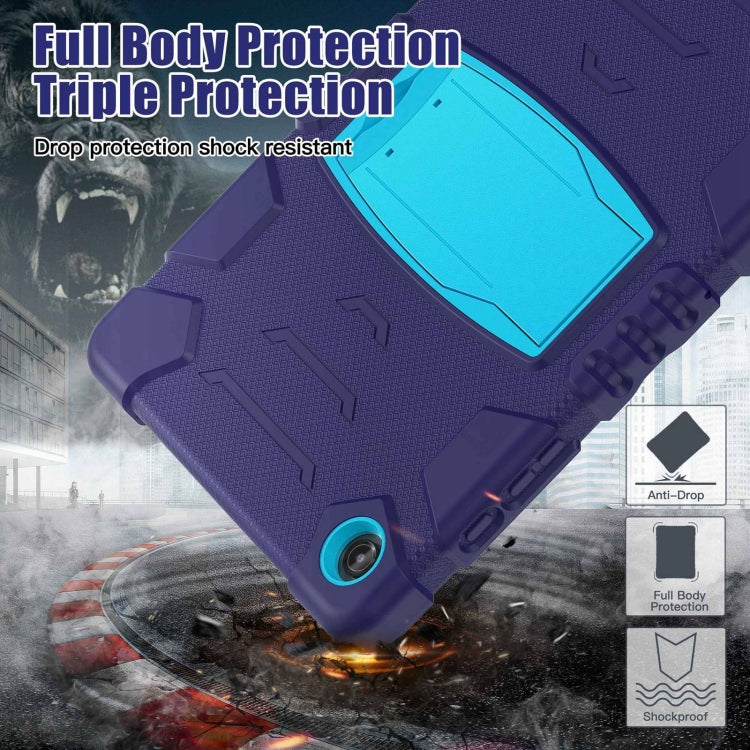 For Samsung Galaxy Tab A9+ / X210 PC Hybrid Silicone Tablet Case with Holder(Navy Blue Blue) by bashfashion