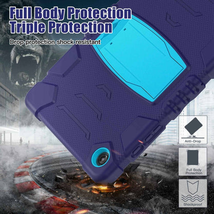 For Samsung Galaxy Tab A9+ / X210 PC Hybrid Silicone Tablet Case with Holder(Navy Blue Blue) by bashfashion