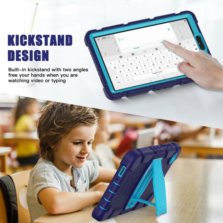 For Samsung Galaxy Tab A9+ / X210 PC Hybrid Silicone Tablet Case with Holder(Navy Blue Blue) by bashfashion
