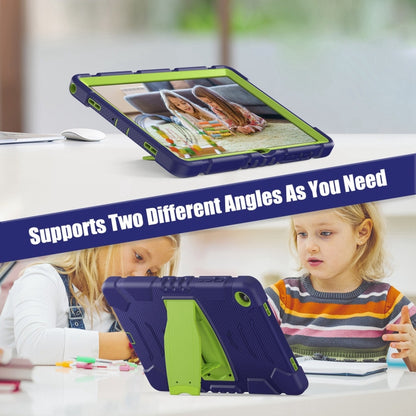 For Samsung Galaxy Tab A9+ / X210 PC Hybrid Silicone Tablet Case with Holder(Navy Blue Lime) by bashfashion