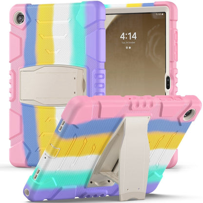 For Samsung Galaxy Tab A9+ / X210 PC Hybrid Silicone Tablet Case with Holder(Colorful Pink) by bashfashion