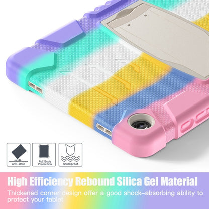 For Samsung Galaxy Tab A9+ / X210 PC Hybrid Silicone Tablet Case with Holder(Colorful Pink) by bashfashion