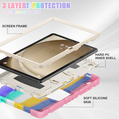 For Samsung Galaxy Tab A9+ / X210 PC Hybrid Silicone Tablet Case with Holder(Colorful Pink) by bashfashion