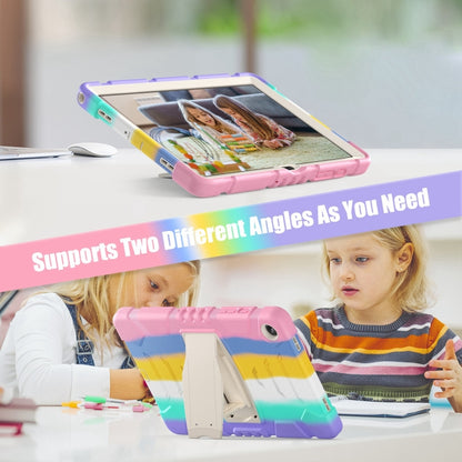 For Samsung Galaxy Tab A9+ / X210 PC Hybrid Silicone Tablet Case with Holder(Colorful Pink) by bashfashion